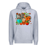 Heather Grey western leopard  fall   hearts Premium Hoodie - AdoDesignShop