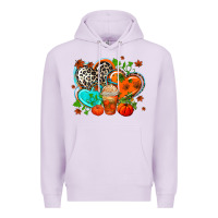 Lilac western leopard  fall   hearts Premium Hoodie - AdoDesignShop