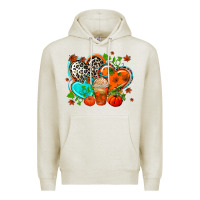 Oatmeal Heather western leopard  fall   hearts Premium Hoodie - AdoDesignShop