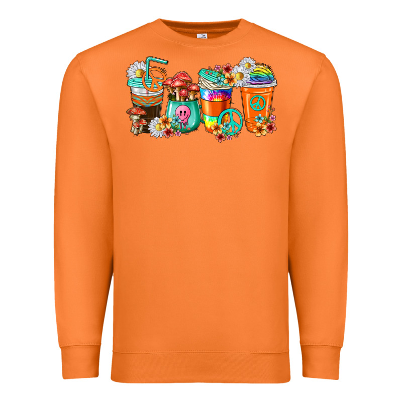 Hippie Coffee Cups Premium Sweatshirt by texasbilliewilder | Teevron