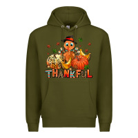 Army Green thankful pumpkins and turkey Premium Hoodie - AdoDesignShop