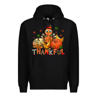 Black thankful pumpkins and turkey Premium Hoodie - AdoDesignShop