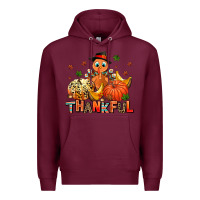 Burgundy thankful pumpkins and turkey Premium Hoodie - AdoDesignShop
