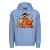 Colony Blue thankful pumpkins and turkey Premium Hoodie - AdoDesignShop