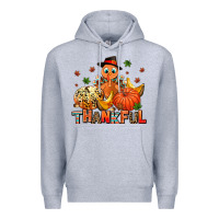 Heather Grey thankful pumpkins and turkey Premium Hoodie - AdoDesignShop
