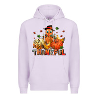 Lilac thankful pumpkins and turkey Premium Hoodie - AdoDesignShop