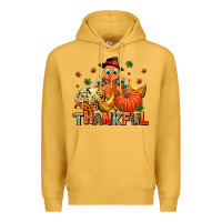 Mustard thankful pumpkins and turkey Premium Hoodie - AdoDesignShop