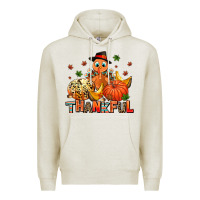 Oatmeal Heather thankful pumpkins and turkey Premium Hoodie - AdoDesignShop