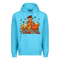 Ocean Blue thankful pumpkins and turkey Premium Hoodie - AdoDesignShop