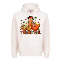 Pale Pink thankful pumpkins and turkey Premium Hoodie - AdoDesignShop