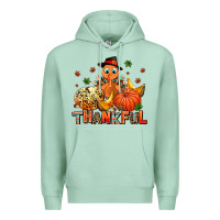 Seafoam thankful pumpkins and turkey Premium Hoodie - AdoDesignShop