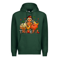 Sports Green thankful pumpkins and turkey Premium Hoodie - AdoDesignShop