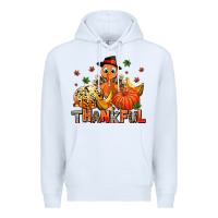 White thankful pumpkins and turkey Premium Hoodie - AdoDesignShop