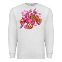 Oatmeal Heather Breast Cancer afro girl sneakers Premium Sweatshirt - RanaPortraitStore