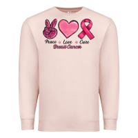 Pale Pink Peace Love Cure Cancer Premium Sweatshirt - RanaPortraitStore
