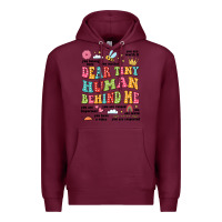 Burgundy customized teacher dear tiny human behind me back Premium Hoodie - JahusDesignShop