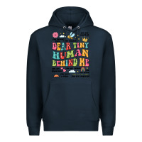 Navy customized teacher dear tiny human behind me back Premium Hoodie - JahusDesignShop