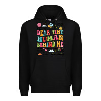 Black customized teacher dear tiny human behind me back Premium Hoodie - JahusDesignShop