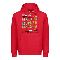 Red customized teacher dear tiny human behind me back Premium Hoodie - JahusDesignShop