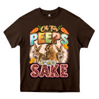 Chocolate Brown Oh for peeps sake Easter Day Heavy Core Tee - LillyAllenDesigns
