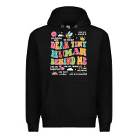 Black customized teacher dear tiny human behind me back Premium Hoodie - JahusDesignShop