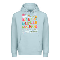 Blue Mist customized teacher dear tiny human behind me back Premium Hoodie - JahusDesignShop