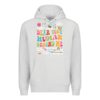 Dove Grey customized teacher dear tiny human behind me back Premium Hoodie - JahusDesignShop