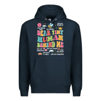 Navy customized teacher dear tiny human behind me back Premium Hoodie - JahusDesignShop