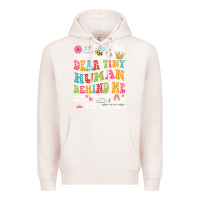 Pale Pink customized teacher dear tiny human behind me back Premium Hoodie - JahusDesignShop