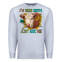 Heather Grey im head heffa just ask me Premium Sweatshirt - texasbilliewilder