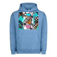 Pigment Pebble Blue race heart Urban Hoodie - AdoDesignShop