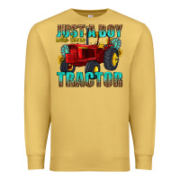 Antique Gold just a boy who loves tractor Premium Sweatshirt - texasbilliewilder