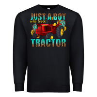 Black just a boy who loves tractor Premium Sweatshirt - texasbilliewilder