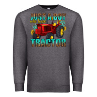 Charcoal Heather just a boy who loves tractor Premium Sweatshirt - texasbilliewilder