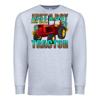Heather Grey just a boy who loves tractor Premium Sweatshirt - texasbilliewilder