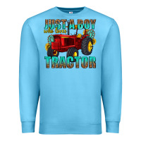 Ocean Blue just a boy who loves tractor Premium Sweatshirt - texasbilliewilder