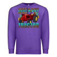Purple just a boy who loves tractor Premium Sweatshirt - texasbilliewilder