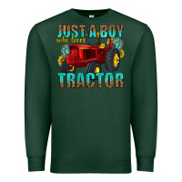 Sports Green just a boy who loves tractor Premium Sweatshirt - texasbilliewilder