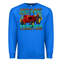 True Royal just a boy who loves tractor Premium Sweatshirt - texasbilliewilder