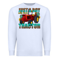 White just a boy who loves tractor Premium Sweatshirt - texasbilliewilder