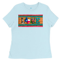 Baby Blue love texas sunflowers cactus cowhide license plate Ladies Tee - Artiststas