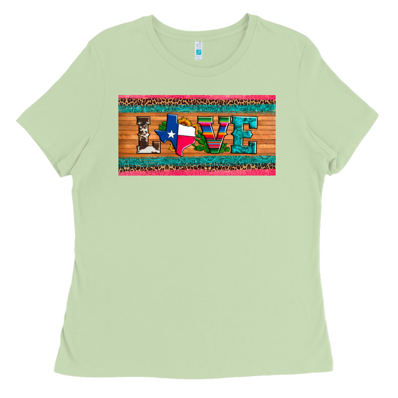 Love Texas Sunflowers Cactus Cowhide License Plate Ladies Tee by Artiststas | Teevron