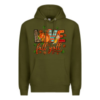 Army Green love fall  yall Premium Hoodie - AdoDesignShop
