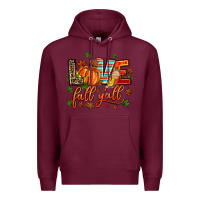 Burgundy love fall  yall Premium Hoodie - AdoDesignShop