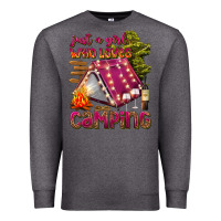 Charcoal Heather just a girl who loves camping Premium Sweatshirt - texasbilliewilder