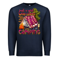 Navy just a girl who loves camping Premium Sweatshirt - texasbilliewilder