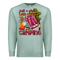 Seafoam just a girl who loves camping Premium Sweatshirt - texasbilliewilder