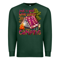 Sports Green just a girl who loves camping Premium Sweatshirt - texasbilliewilder