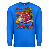 True Royal just a girl who loves camping Premium Sweatshirt - texasbilliewilder