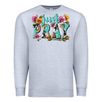 Heather Grey just pray Premium Sweatshirt - texasbilliewilder